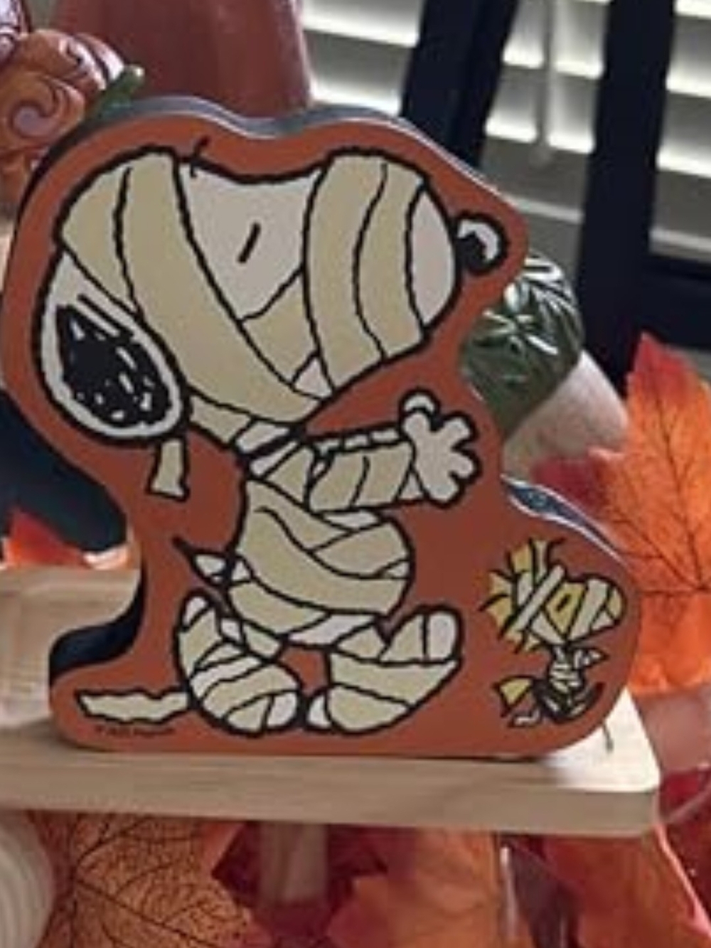 Peanuts Orange & Cream Snoopy Mummy Wooden Accent